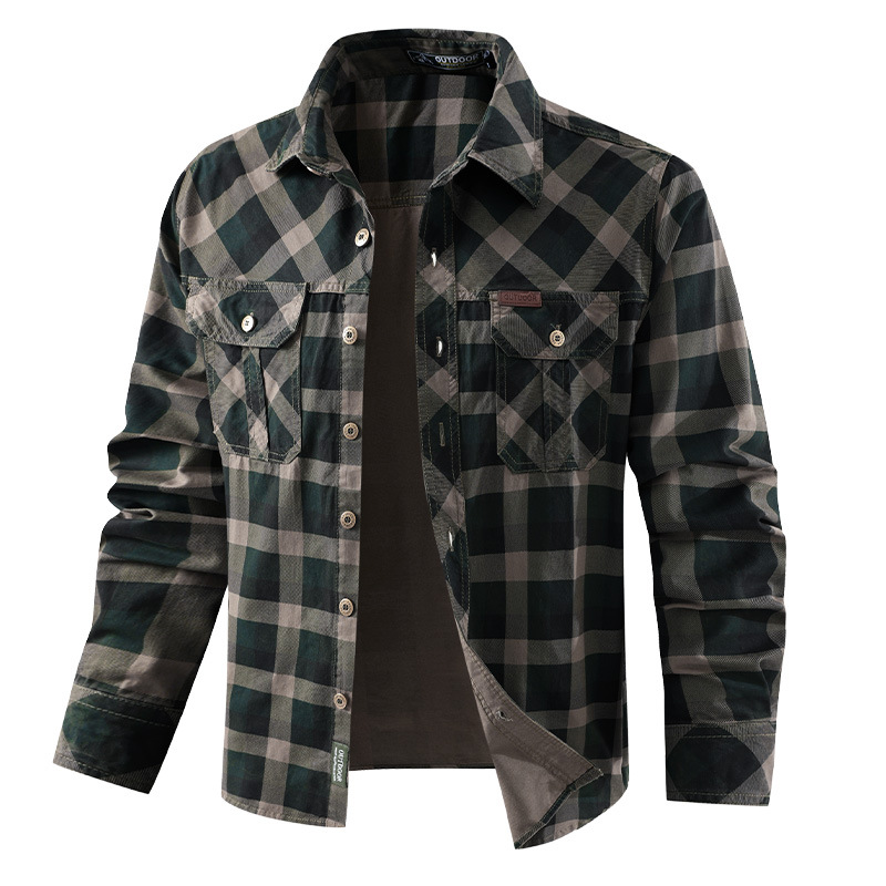 قمصان رجالية كاجوال منقوشة، قم - مراجعة Flannel Shirt Lined وسعره