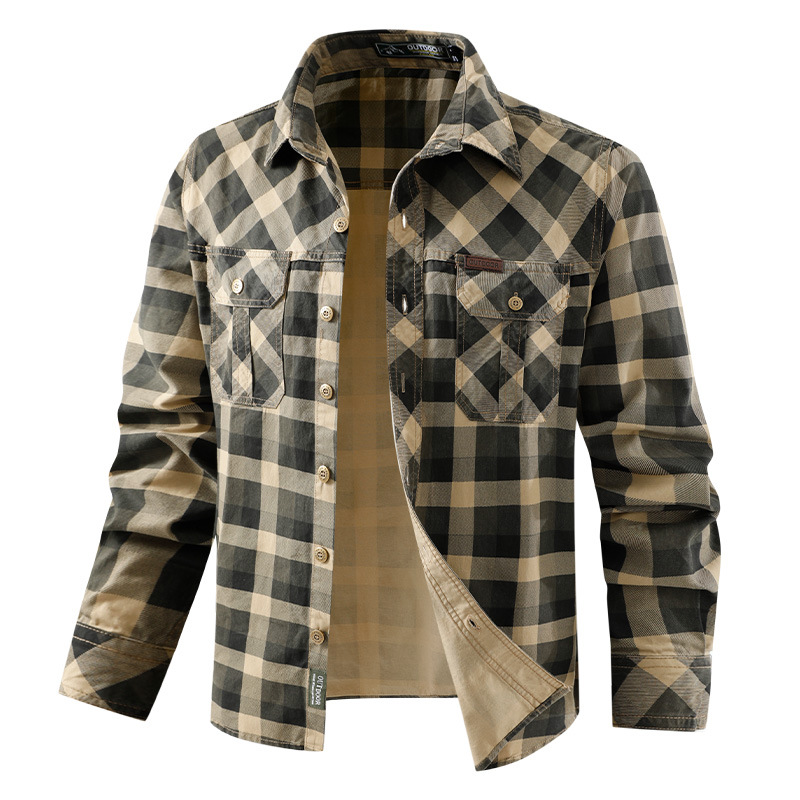 قمصان رجالية كاجوال منقوشة، قم - مراجعة Flannel Shirt Lined وسعره